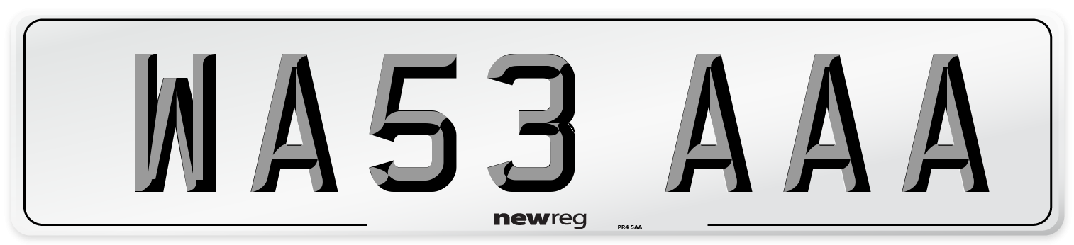 WA53 AAA Number Plate from New Reg
